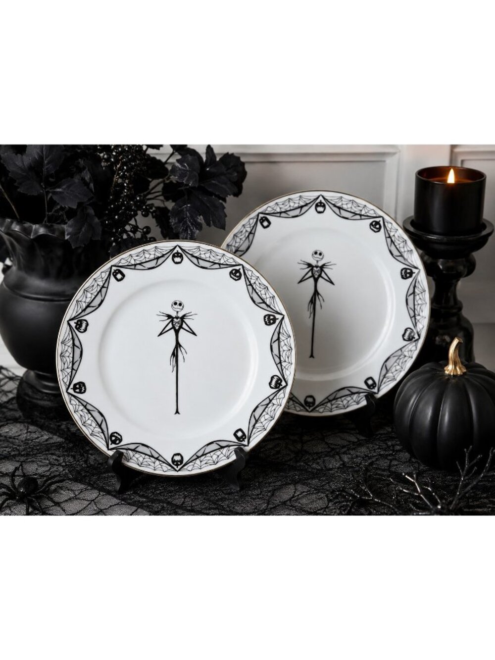 2 Disney Nightmare Before Christmas Jack Skellington Halloween Plates  New